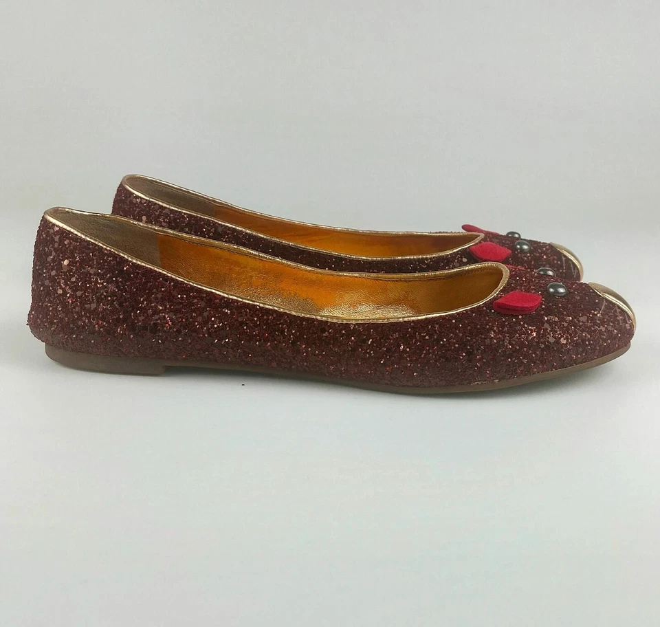 Marc Jacobs Donna Ballerine Glitterate con Musetto Mouse Face - Collezionabile! - Immagine 4 di 4