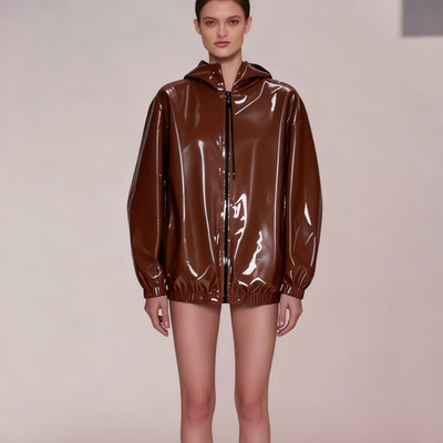 100% Latex Top Rubber Gummi Costume Hoodie Coat Mental 0.4mm S-XXL