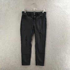 Buffalo David Bitton Jess Jeans Womens 8/29 Mid Rise Skinny Distressed Black