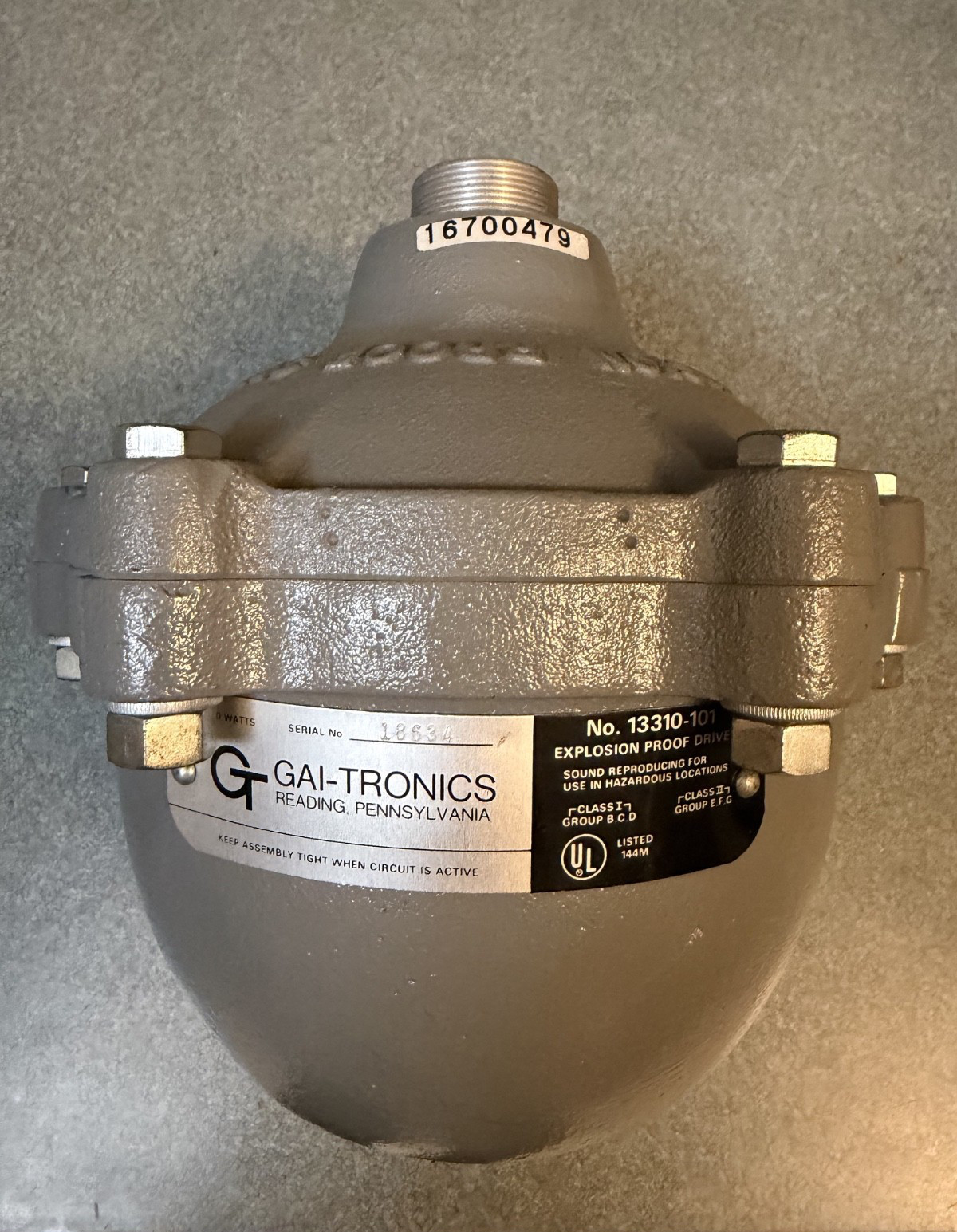 GAI-Tronics 13310-101 Explosion Proof Loud Speaker Driver 30W Fits GAI Horns