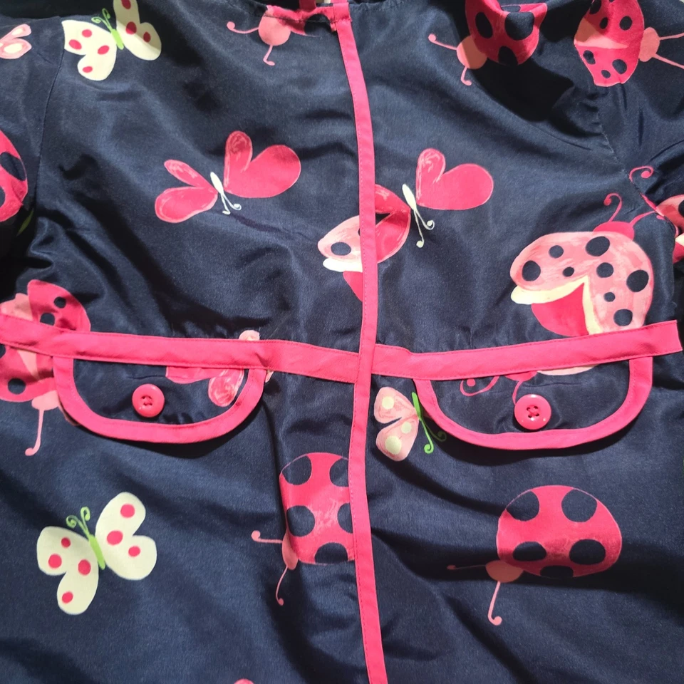 Gymboree Girls Garden Friends windbreaker Jacket medium Ladybug Butterfly - Image 2 of 4