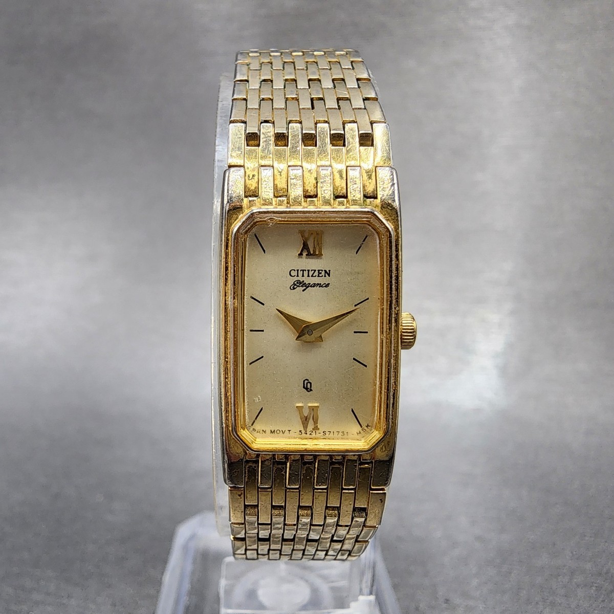 Citizen Tank Watch Women 14mm Champagne Dial Gold Tone 5421-S26232