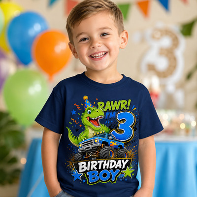 Personalisiertes T-Shirt Geburtstag Junge Jungen Dinosaurier