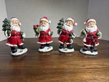 Lot Of 4 Jolly Santa Claus Figurines 5.5  Tall Christmas Holiday Decor