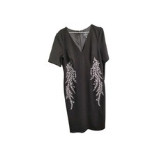 Adriana Papell Women's Black Midi Dress Size 16 Elegant Timeless Professional