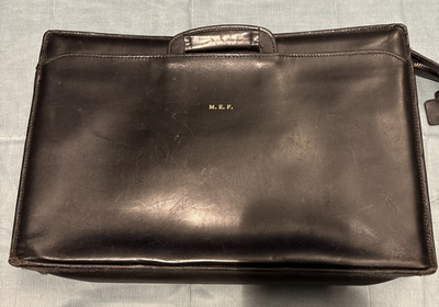 Schlesinger Brothers Leather Briefcase Black Business Office 
