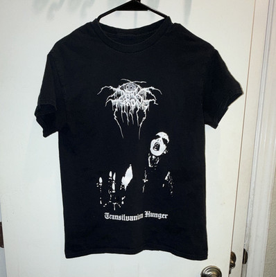 Double-Sided Darkthrone Transilvanian Hunger Black Graphic T-Shirt Size S