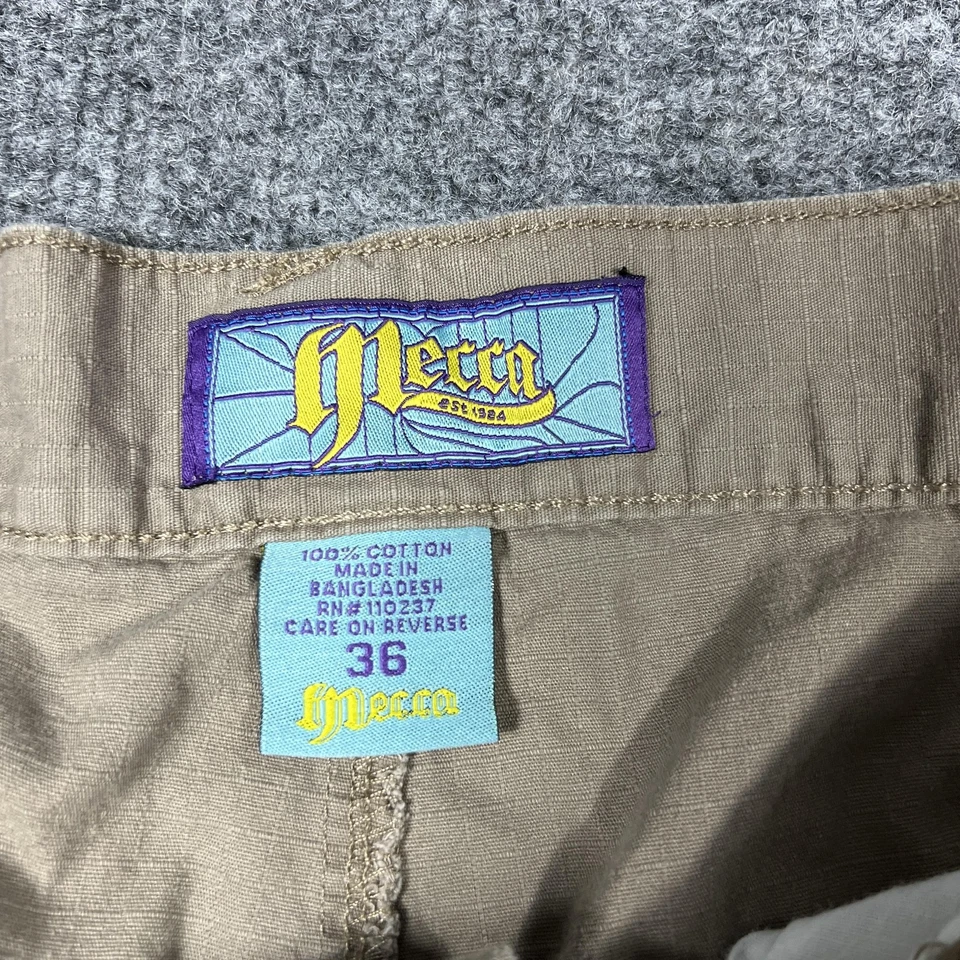 Pantalones Cortos Mecca Cargo Para Hombres 36 Caqui Ripstop Multi Bolsillo Largos Sueltos Ropa de Calle Foto 3 de 4