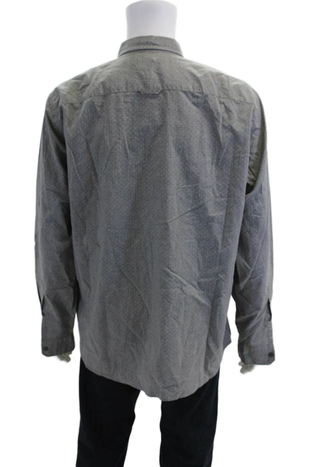 Vince Mens Printed Collar Long Sleeve Button Down Dress Shirt Gray Size XL - Image 3 of 4