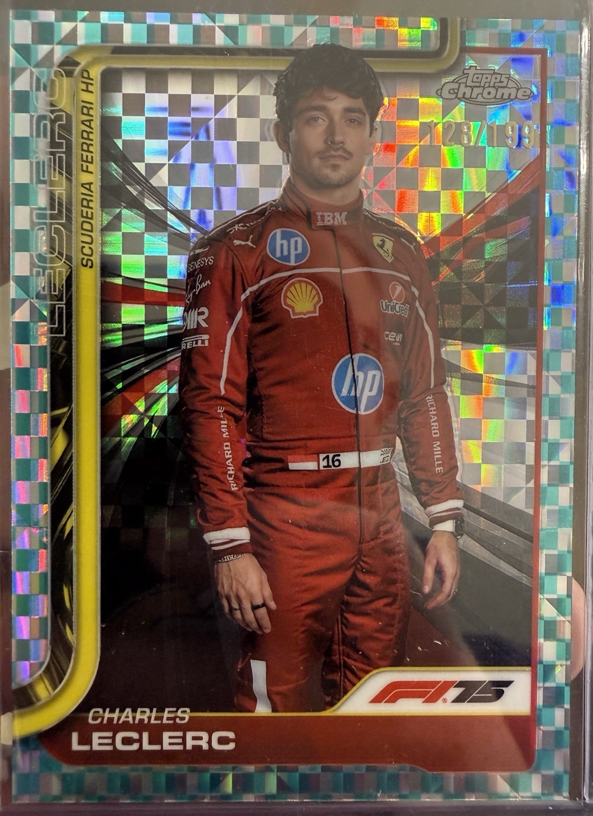 2025 Topps Chrome #3 Formula 1 F1 Charles Leclerc Aqua Checker Flag #/199