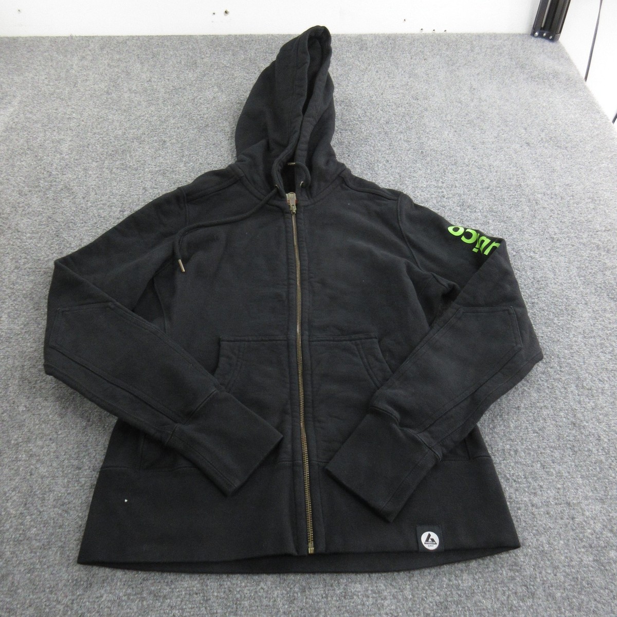 2319番 ジャンク品 NATIONAL AMOUNT PURCHASED American Giant Hoodie Sweatshirt Womens Medium Black Full Zip Made
