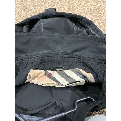 Impermeabile Burberry Brit nero doppiopetto trench cintura cappuccio rimovibile taglia 14 - Foto 4 di 8