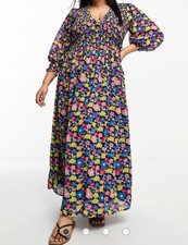 Women’s ASOS Floral Smock Dress Curve Multi Floral Plus Sz 14 NWT  Sold Out
