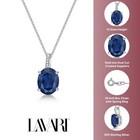 Sterling Silver 18" Chain Necklace 3.1 Ct Oval Blue Sapphire and Diamond Pendant — photo 4