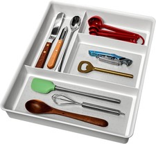 Classic 4-Compartment Drawer Organizer Gadget Tray Plastic Multipurpose Storage