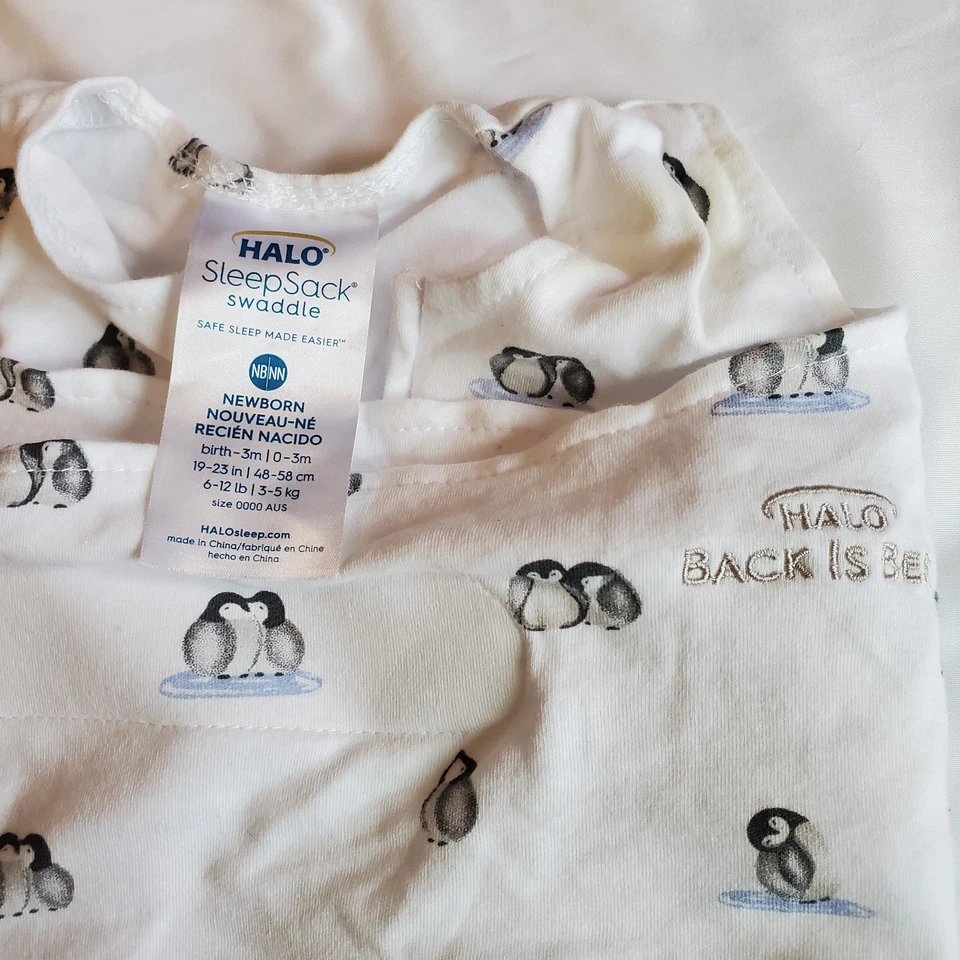 Saco de dormir Halo Swaddle NB 0-3 meses 100 % algodón diseño pingüino Foto 3 de 4