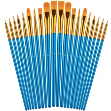 20-Piece Artist Paint Brush Set for Acrylic, Watercolor, Gouache, Craft Hobby