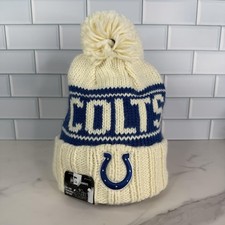 Indianapolis Colts Hat Beanie Womens One Size Blue White NFL Knit Pom New Era