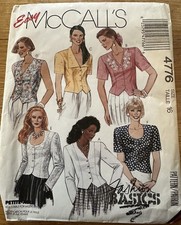 McCalls Sewing Pattern Blouses And Waistcoat 1980’s Size 16  Part Cut 4776