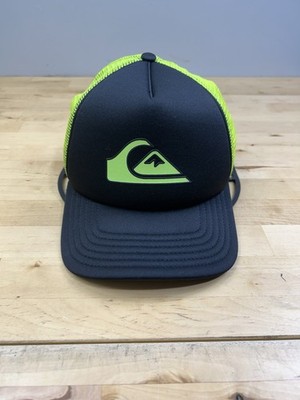 Black And Neon Green Quiksilver Snapback Trucker Hat One Size Surfers Skate