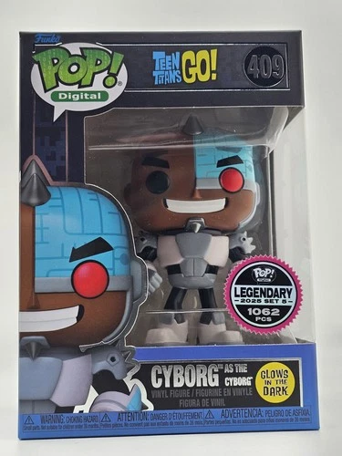 Funko Pop! Digital #409 Teen Titans Go Cyborg GITD Legendary LE 1,062 +Protector