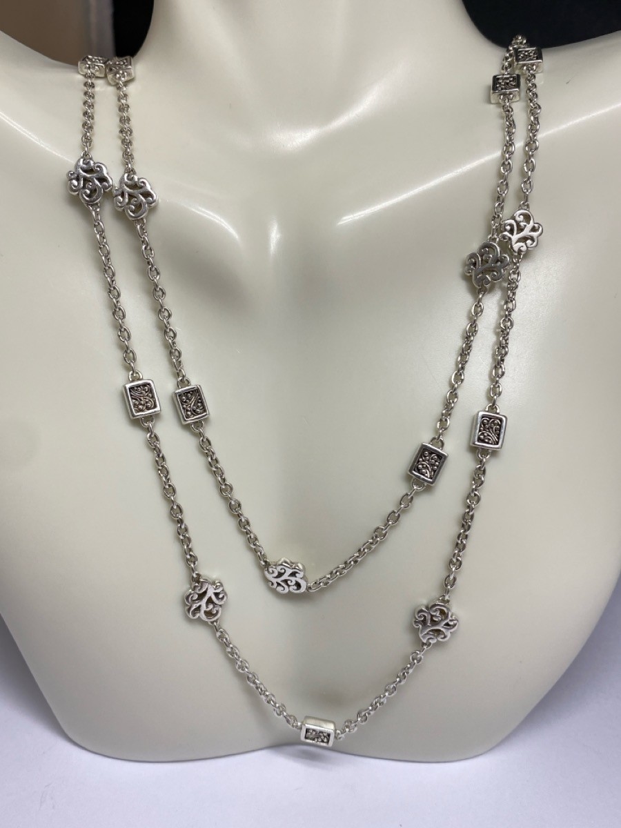 Lois Hill Sterling Silver Long Station Necklace (DG7206458)
