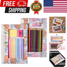 Pencil Pouch for 3 Ring Binder, 2 Pack, 10"x6.75", Smooth Zipper, Clear Windo...