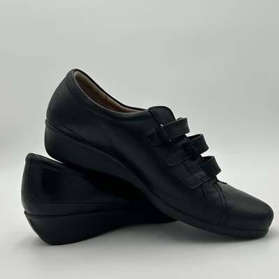 Ecco Abelone Triple Black Leather 3-Strap Comfort Shoes Size 7-7.5 Women 38