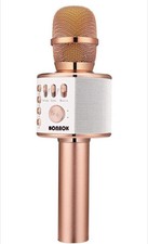 NEW BONAOK Bluetooth Karaoke Wireless Microphone Rose Gold Speaker Machine