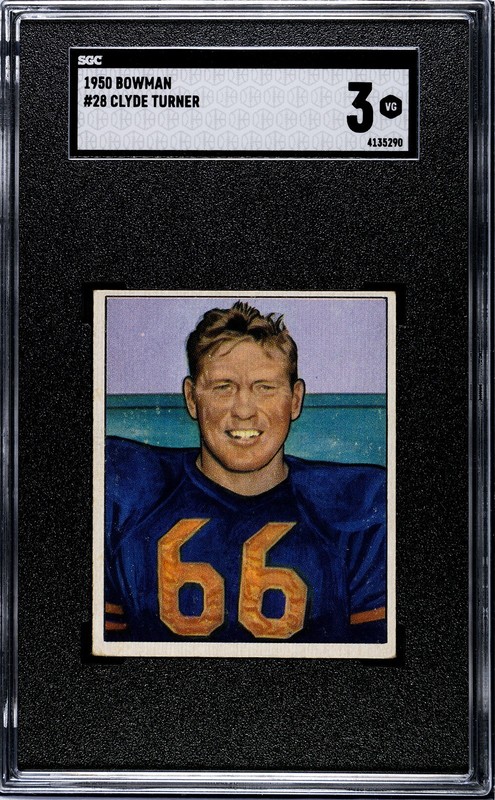 CLYDE BULLDOG TURNER/BEARS 1950 Bowman Football Card #28 SGC 3 VG