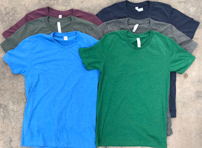 6 Pack 2XL shirt's 5 Bella Canvas CVC3001 & 1 Blue AllMade, Assortment of Colors
