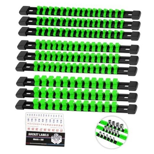 Steckschlüssel Organizer Halter Werkzeugkasten: 9-teilig Steckschlüsselhalter 1/4 x 48 9-teilig grün