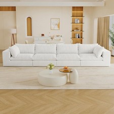 157" Comfy Corduroy 4 Seater Cloud Couch Modular Sectional Sofas with Deep Seat