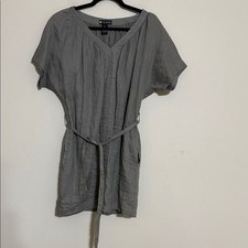 Vanelli Bertinelli Charcoal mini dress women M waist belt casual linen vacation