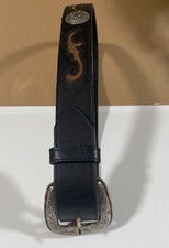 Vintage Tony Lama Concho Belt Size 30 Black Leather with Silver Tones And Brown