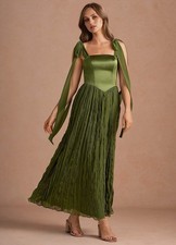 Azazie NWT Sammie Fern Green Maxi Dress Size 10