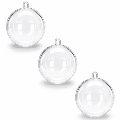 3.15-Inch Clear Plastic Fillable Ball Ornaments for DIY Projects: Set of 3