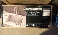 Glacier Bay all-in-1-dual mount 25in single bowl kitchen sink.