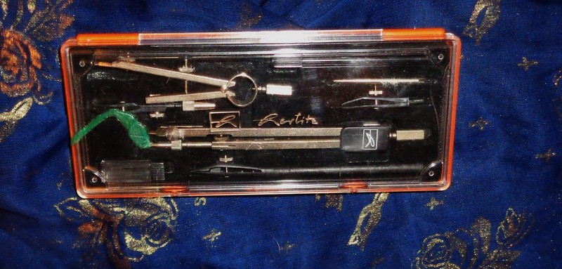 DRAFTING TOOL DESIGNER LAYOUT KIT-PROTRACTOR,COMPASS,ETC-VERY NICE!