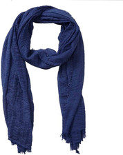 Summer Cotton Blend Crinkle Vintage Soft Scarf with Fringed Edges 35"  70"