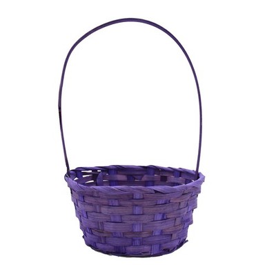 Easter Wicker Basket with Handle for Easter Egg Hunt, Treat Hamper Purple