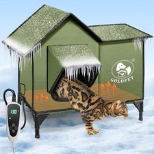 Heated Cat House for Outside: 100 Waterproof  Insulated Outdoor Cat House f...