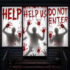 Halloween Decorations Door Cover Window Decorations, Red