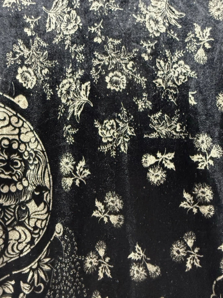 Maxi Vestido Vintage Teddi Noche Asiático Cheongsam Qipao Terciopelo 16 Negro Dorado Foto 3 de 4