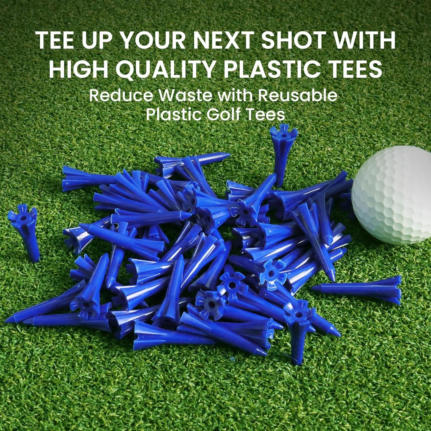 Golf Tees Plastic 1 1/2 Inch 120 Pack, Stable Short Tees with Side Spin Design
