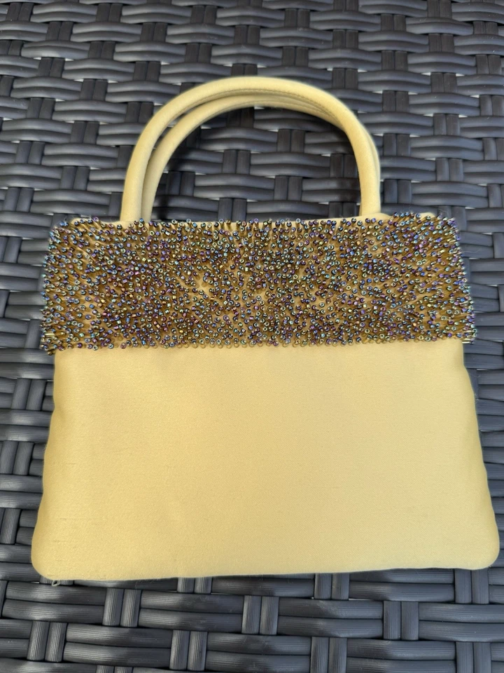 Franchi Yellow Satin And Beaded Evening Bag - Image 3 of 4