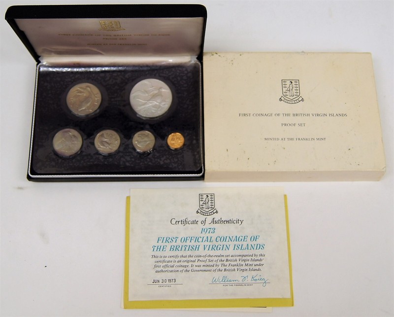 1973 First Coinage of the British Virgin Islands Proof Set by the Franklin Mint