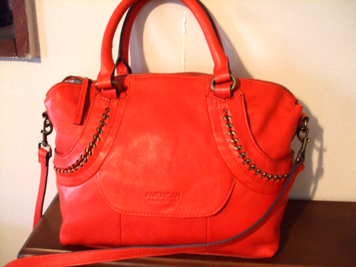 American Leather Co. Janssen Glove Satchel, RED, NEW FROM QVC, A640395,MSRP $195