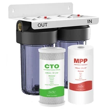 10"x4.5" 2-Stage Whole House Water Filter System Big Blue CTO for Home Well Pool