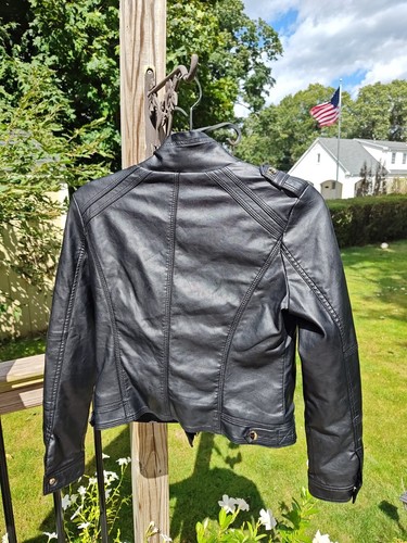 Yes Zee Eco Feux Leather Black Italian Leather Jacket Size XL - Picture 6 of 13